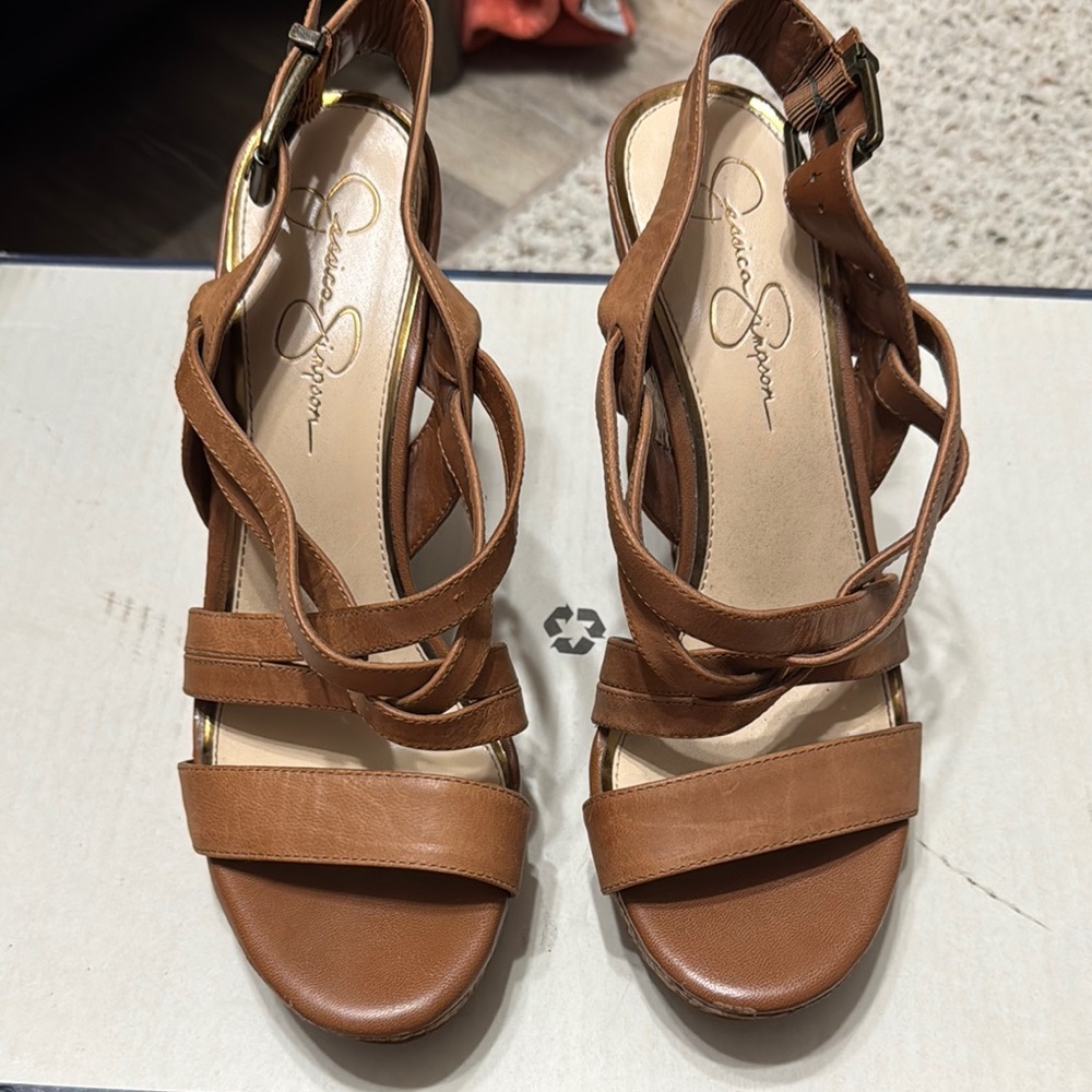 Jessica Simpson Brown Platform Sandals with Ankle Strap